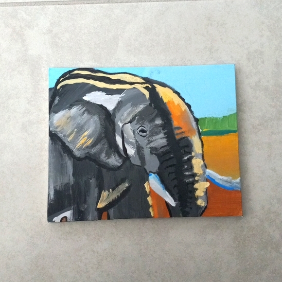 A Khan's paintings Other - ~ Elephant painting made by me ~ Dimensions 10 by 8 ~ Great for home decor ~